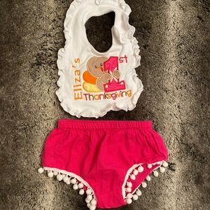 Eliza personalized bib thanksgiving with bloomers